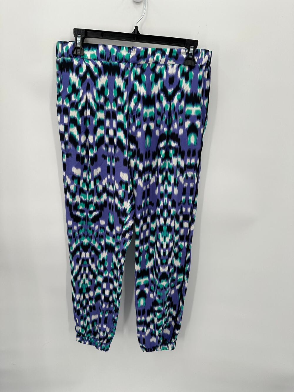 PARKER NWT Devlin Black Purple White Print 100% Silk Jogger in Ivy Flutter // S